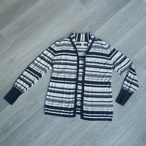 Banana Republic navy and tan striped cardigan
